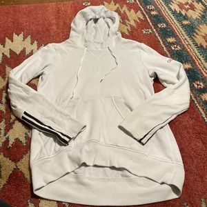 White adidas hoodie with black stripes